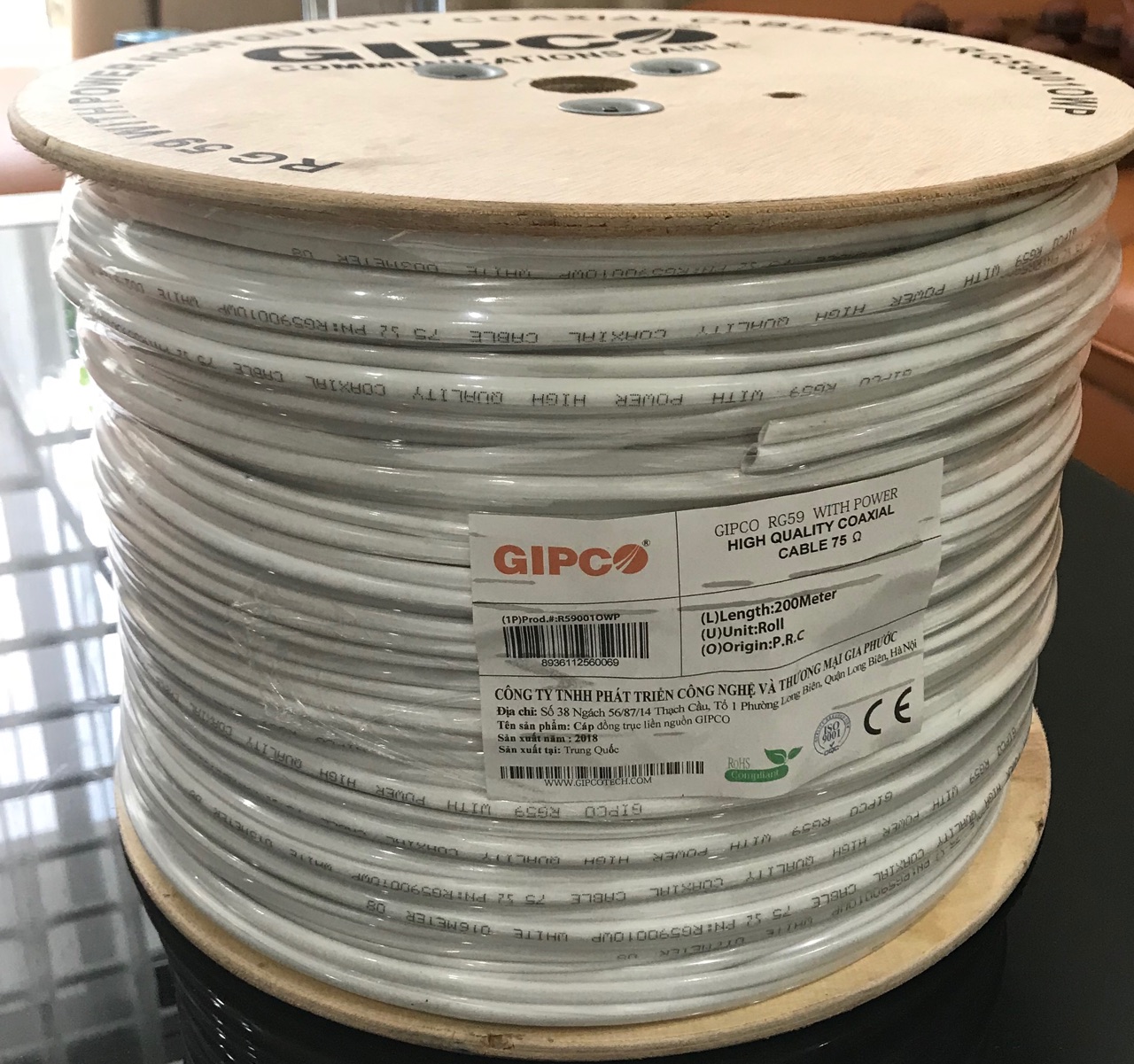 Cable đồng trục liền nguồn GIPCO RG59 + 2C (CCS) 200M