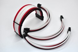 Bộ dây nguồn bọc lưới nối dài cao cấp WHITE - RED - BLACK
