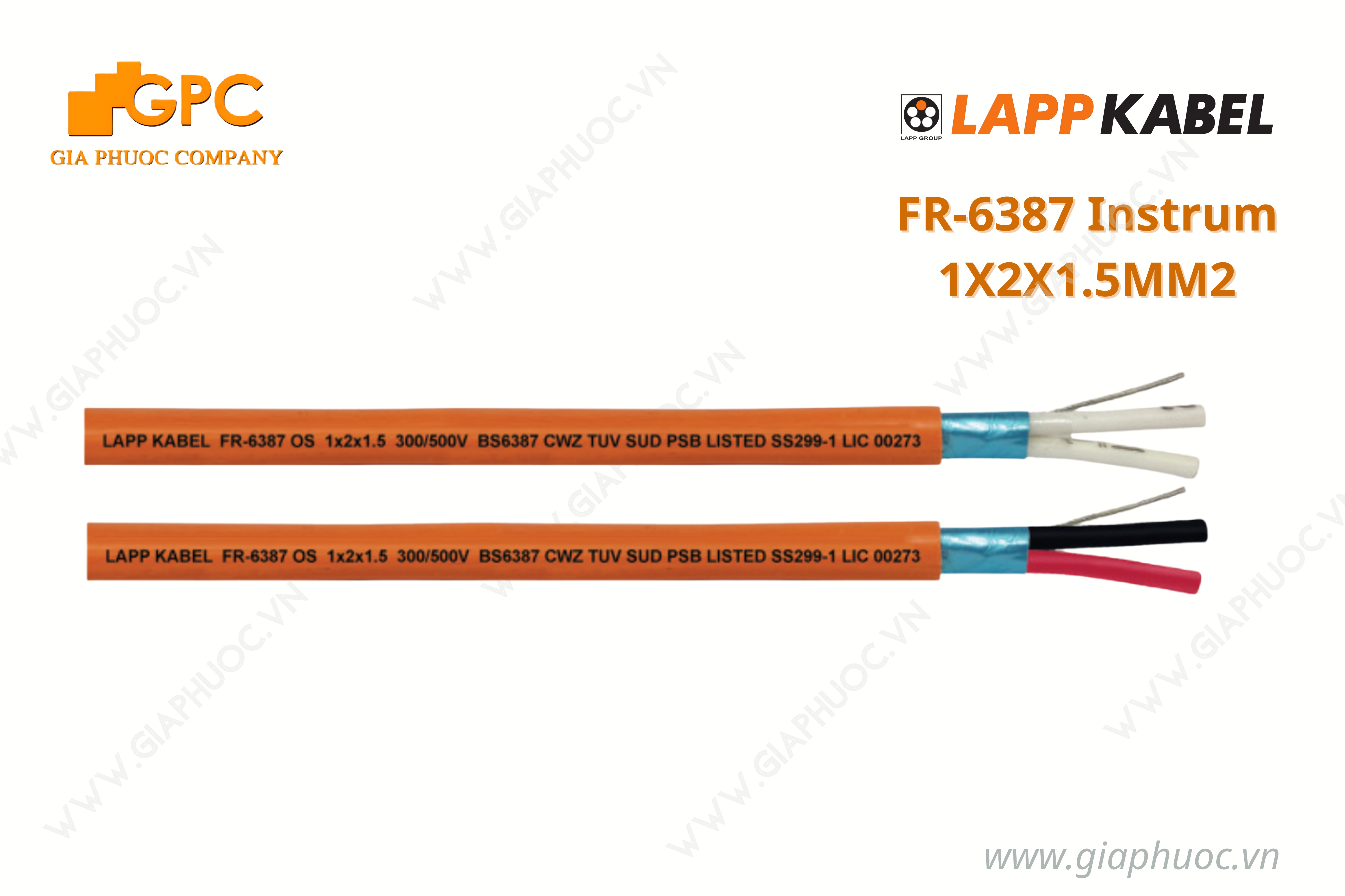 Cáp tín hiệu chống cháy chống nhiễu LAPP FR-6387 INSTRUM 1x2x1.5mm² (3805880) 